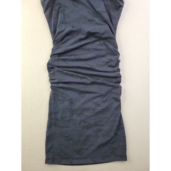 Blair Maxwell Womens Small Runway Ruched Dress Sleeveless Lady Navy Camo Fitted - Picture 7 of 7